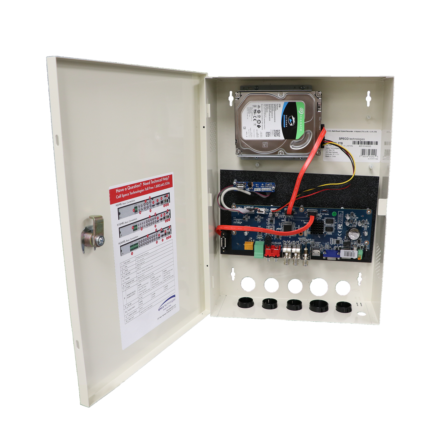 ( speco_H6WHRL8TB ) 6 Ch. Wall-Mount Hybrid Recorder - 4 Hybrid (TVI or IP) + 2 IP, 8TB