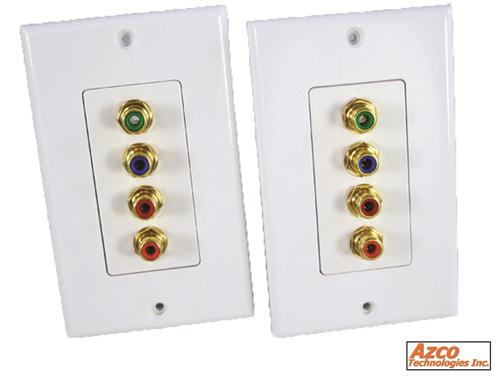 RGB Video / Digital Audio Extender over Cat5e Wall Plate Inserts with Plates azco_AZBLN1169W