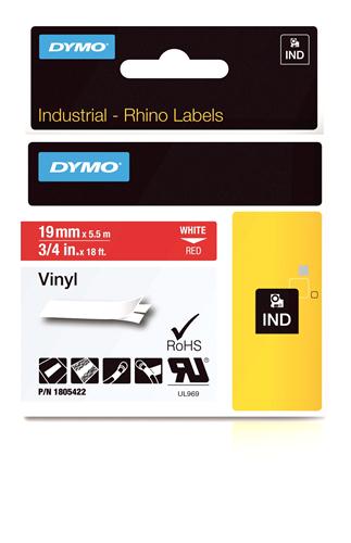 Vinyl Label, White on Red, 3/4" (1805422)
