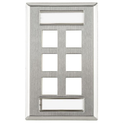 Flush Mount 6 Port Faceplate With ID Windows (FPISIX-SS)