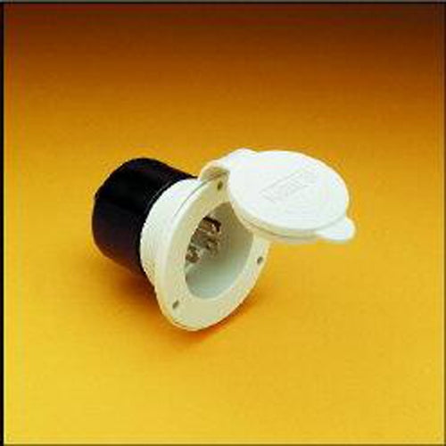 BASS BOAT INLET FRONT MNT 15A 125V WHITE (150BBIW)