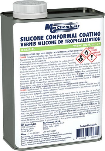 CONFORMAL COATING - SILICONE, WITH UV INDICATOR, UL 94V-0 (FILE # E203094) (mg_422B-1L)