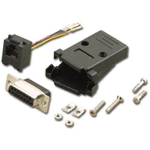 DB15/F TO RJ11 4C 2PC HOOD BLACK (AD-15FT4-BK2)