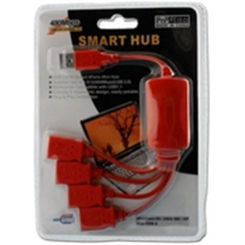 USB 2.0 4 PORT SPIDER HUB (RED) (HUB-USB2-1N4R)