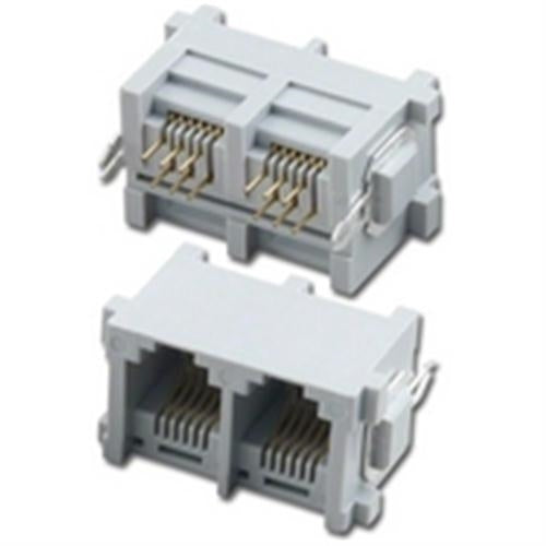 TOP ENTRY PCB GANG JACKS 2 PORTS 6P6C (PT-JGT2-6X6)