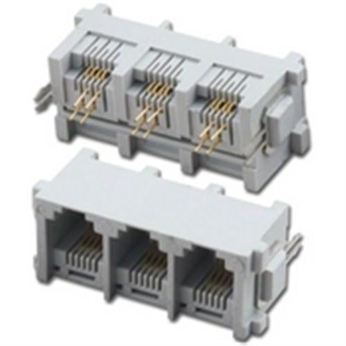TOP ENTRY PCB GANG JACKS 3 PORTS 6P4C (PT-JGT3-6X4)