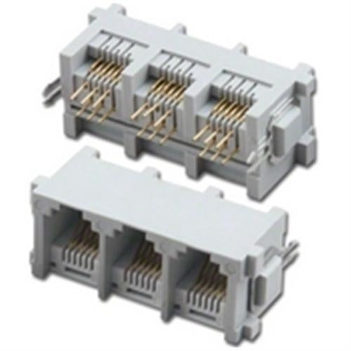 TOP ENTRY PCB GANG JACKS 3 PORTS 6P6C (PT-JGT3-6X6)
