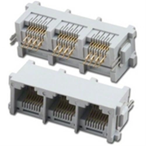 TOP ENTRY PCB GANG JACKS 3 PORTS 8P8C (PT-JGT3-8X8)