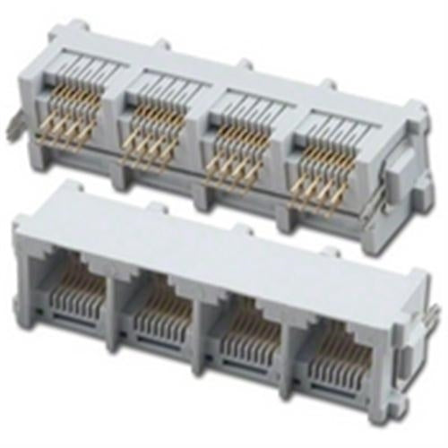 TOP ENTRY PCB GANG JACKS 4 PORTS 8P8C 50 (PT-JGT4-588)