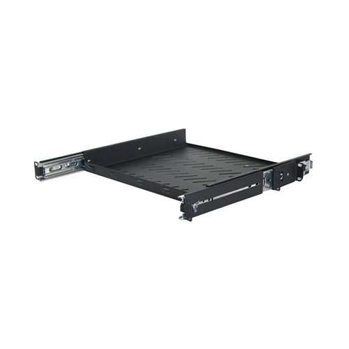 19" SINGLE-SIDED SLIDE-OUT VENTED SHELF, 1U, 14"D, BLACK (questm_ES0419-0114)