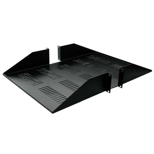 19" DOUBLE-SIDED VENTED SHELF, 2U, 25 DEPTH, BLACK (questm_ES0619-0225)