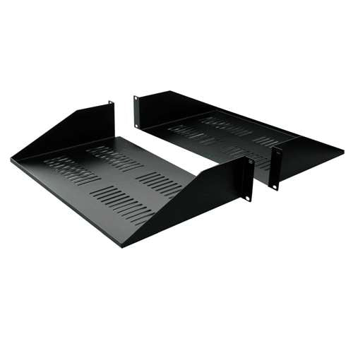 19" DOUBLE-SIDED VENTED DIVIDED SHELF, 2U, 25"D, BLACK (questm_ES0719-0225)