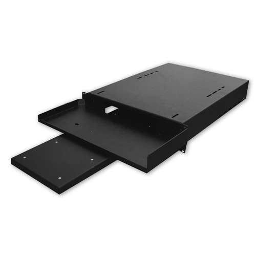19" KEYBOARD SHELF WITH PULL-OUT MOUSE TRAY, 1U, 15"D, BLACK (questm_ES1119-0115)