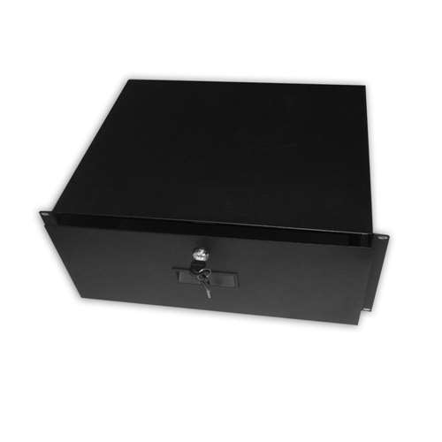 19" X 14" LOCKING STORAGE DRAWER SHELF, 4U, BLACK (questm_ES1319-0414)