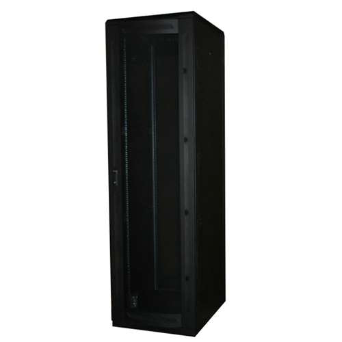 7FT FLOOR ENCLOSURE, VENTED MESH DOOR, 27"W X 34"D, 45U, BLACK (questm_FE7319-45-02)