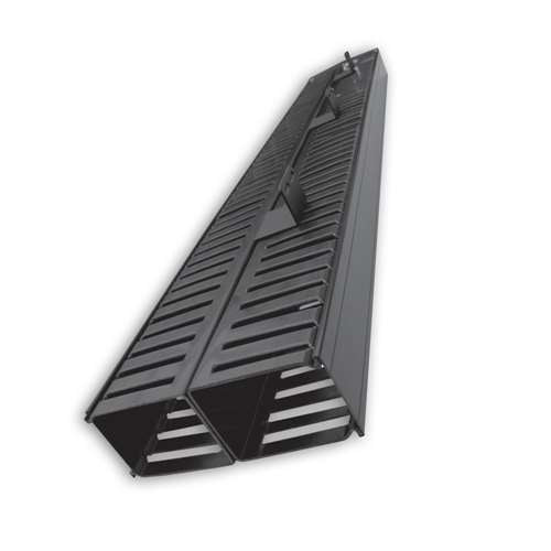 4FT FLOOR ENCL VERTICAL CABLE MGR, DUCT W/COVER, 50 CABLES PER SIDE, BLACK (questm_VF-04-100)