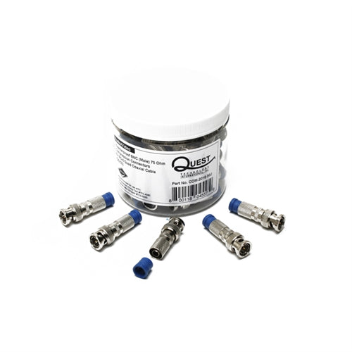BNC(M) COMPRESSION, RG6 QUAD, 75 OHM, BLUE, 50/JAR (questt_COM-2016-50J)