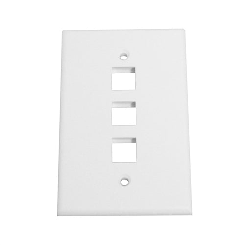 OVERSIZED KEYSTONE SINGLE-GANG WALL PLATE, 3-PORT, WHITE (questt_NFP-5038)