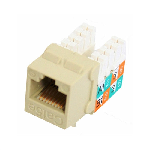 CAT5E SLIM-STYLE KEYSTONE JACKS, 8P8C, IVORY, UL (questt_NKJ-5507)