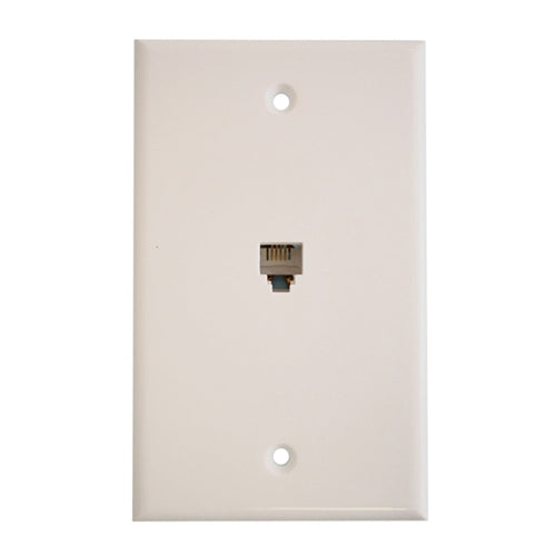 WALLPLATE, SINGLE RJ11, 6P4C, SMOOTH FINISH, WHITE (questt_NTP-2402)