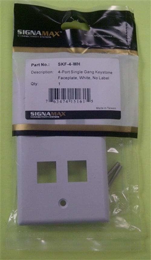 4-Port Single Gang Keystone (SKF-4-WH)