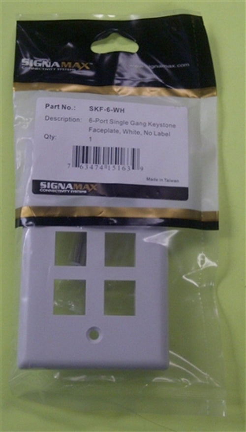 6-Port Single Gang Keystone (SKF-6-WH)