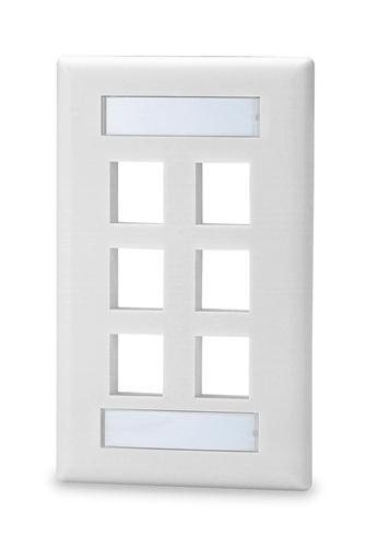 6-Port Single Gang Faceplate (sign_SKFL-6-WH)