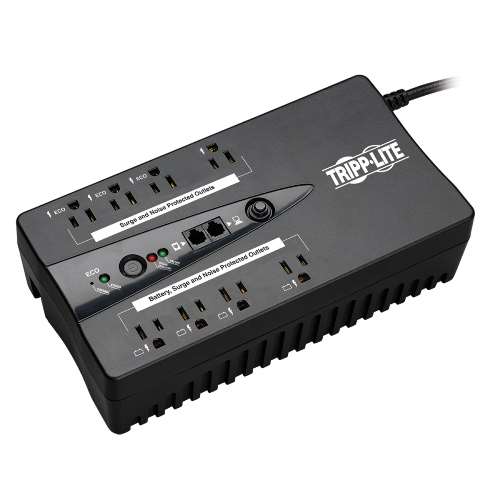 "ECO Series 120V 650VA 325W Energy-Saving Standby UPS with USB port, Muted Alarm and 8 Outlets" (tripp_ECO650UPSM)