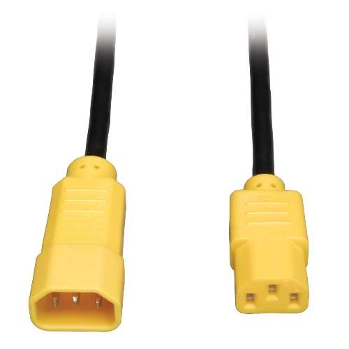 "Heavy-Duty Power Extension Cord, 15A, 14AWG (IEC-320-C14 to IEC-320-C13 with Yellow Plugs), 6-ft." (tripp_P005-006-YW)