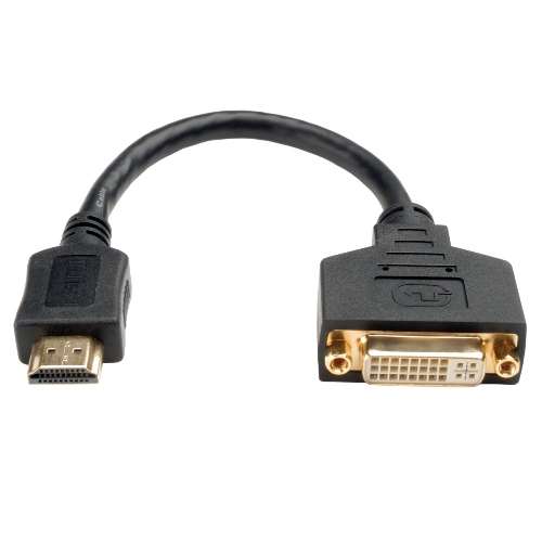 HDMI to DVI Cable Adapter (HDMI-M to DVI-D F) 8-in. (tripp_P132-08N)