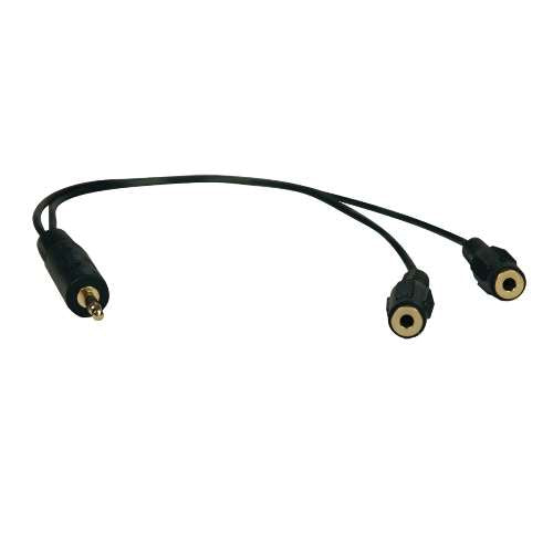 3.5mm Mini Stereo Cable adapter Y Splitter for Speakers and Headphones (M to 2x F) 1-ft. (tripp_P313-001)