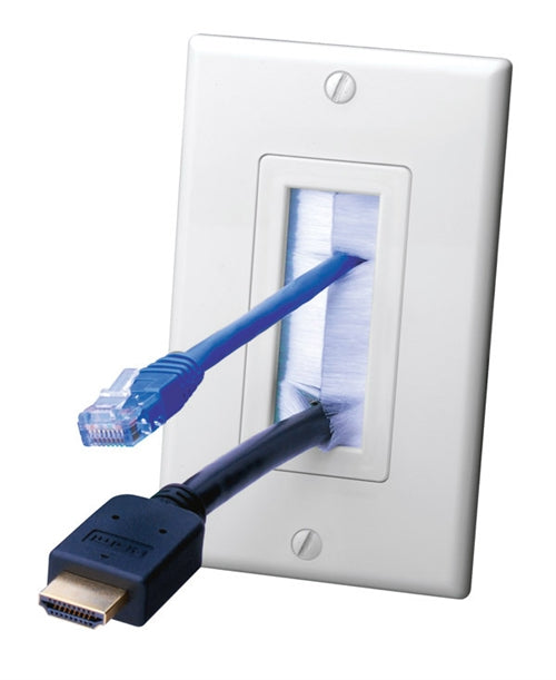 Decor Style Brush Bulk Cable Wall Plates - 1 Gang - White (120817X)