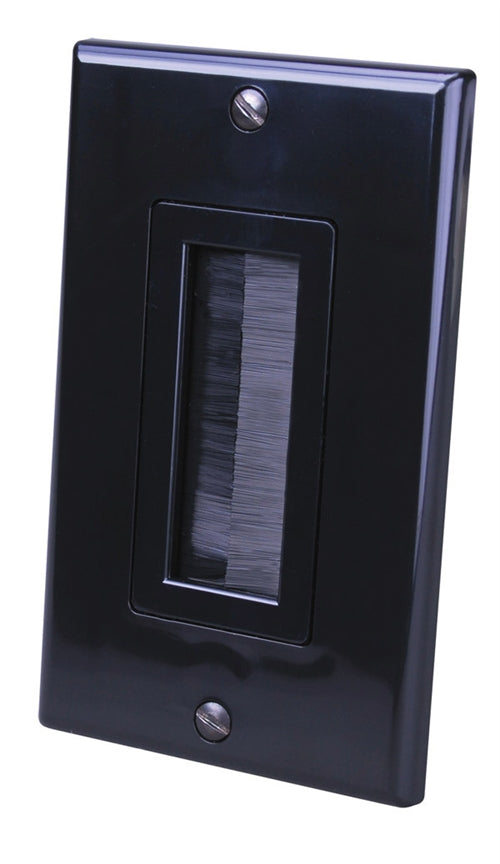 Decor Style Brush Bulk Cable Wall Plates - 1 Gang - Black (120818X)