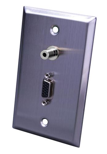 Stainless Steel S-VGA + 3.5mm Wall Plate (120952X)