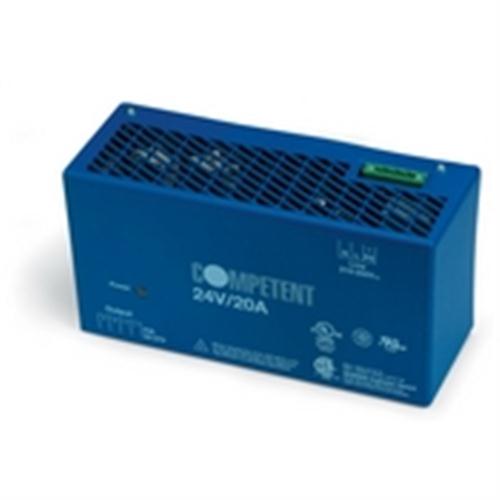 Power Supply, DIN Rail mounted, 195 - 265 VAC in, 24 VDC out, 480 Watts, 20 Amps, UL Approved (AE_F24020)