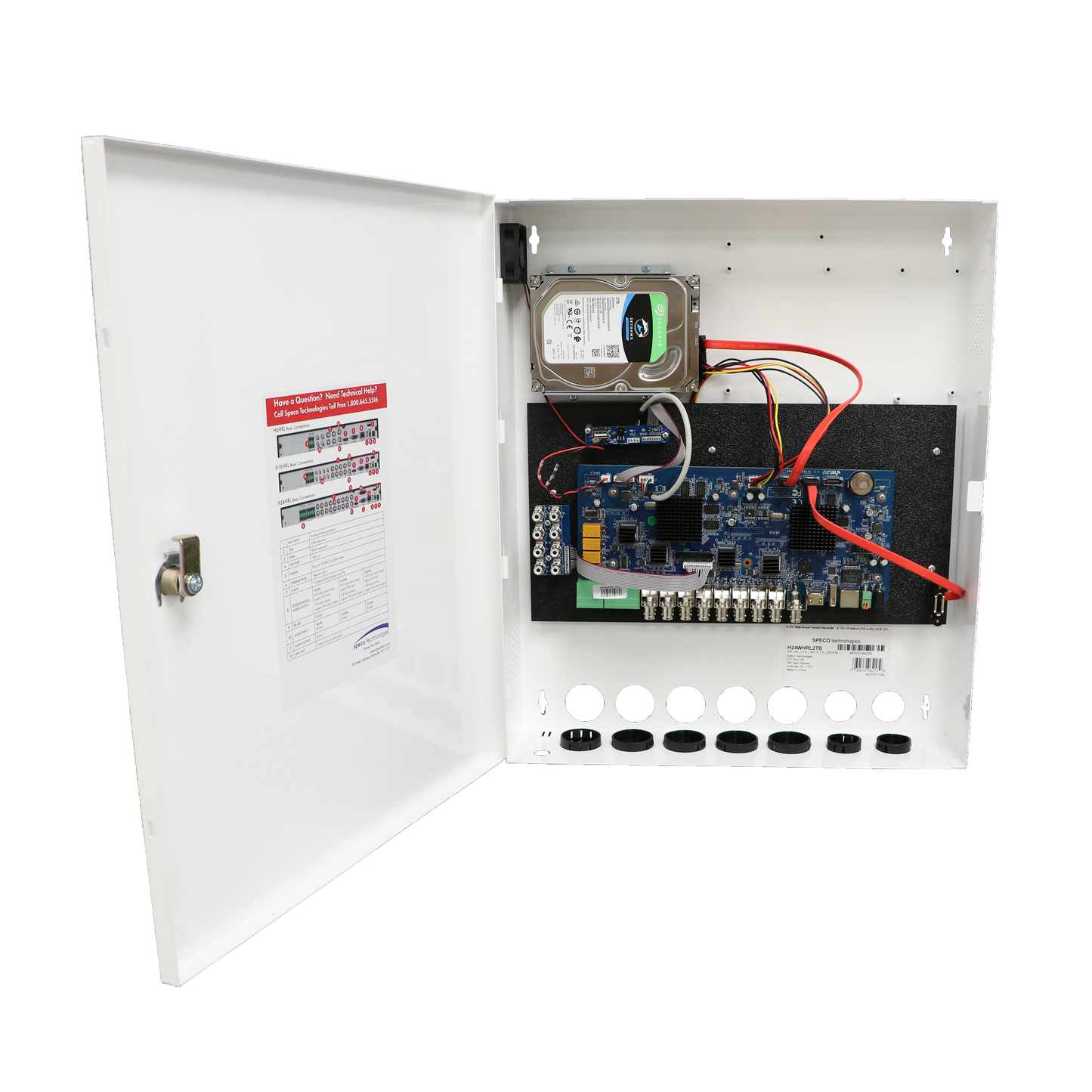 ( speco_H24WHRL2TB ) 24 Ch. Wall-Mount Hybrid Recorder - 8 TVI + 8 Hybrid (TVI or IP) + 8 IP, 2TB