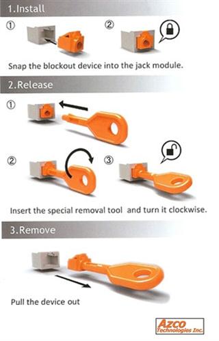 Lock Jack with Proprietary Key  10 Pack azco_AZRJ45JLP-10