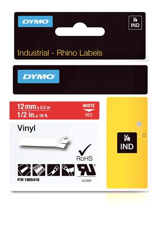 Vinyl Label, White on Red, 1/2" (1805416)