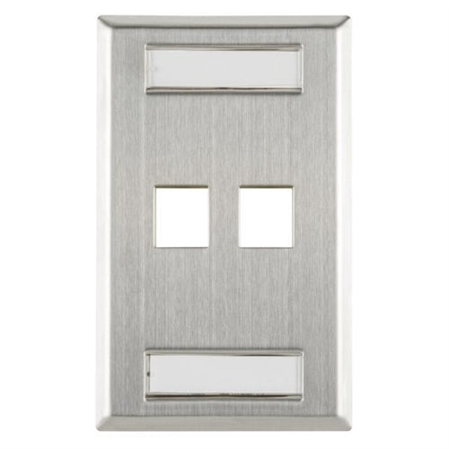 Flush Mount 2 Port Faceplate With ID Windows (FPIDUAL-SS)