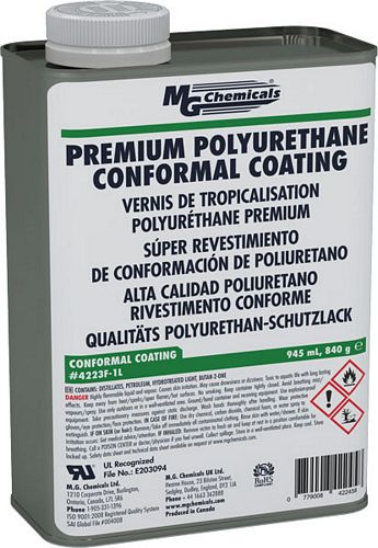 PREMIUM POLYURETHANE CONFORMAL COATING, UL 746E (FILE # E203094), IPC-830 (mg_4223F-1L)