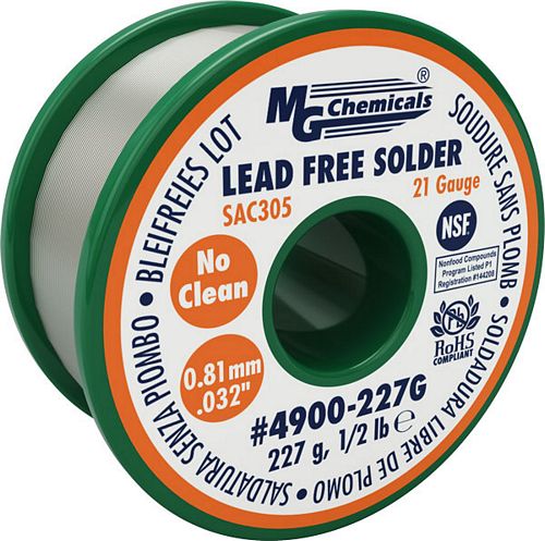 SAC305, 96.3% tin, 0.7% copper and 3% Silver, LEAD FREE, 0.81mm/0.032" Dia.  (mg_4900-227G)
