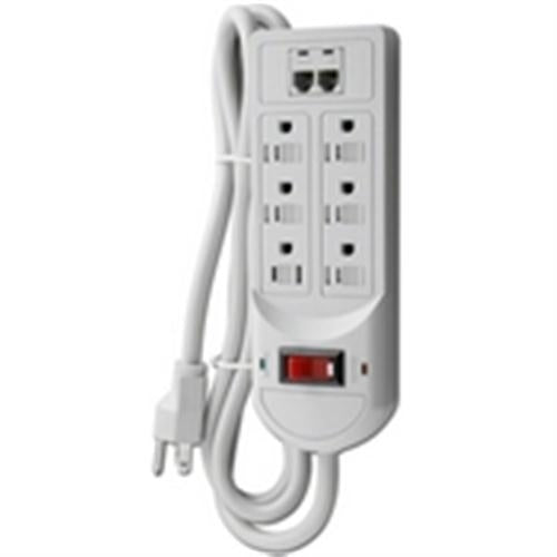 PWR STRIP 6 PORT DUAL ROW W/MODEM 3 MOV 6FT (PS-PSPP-6PDM)