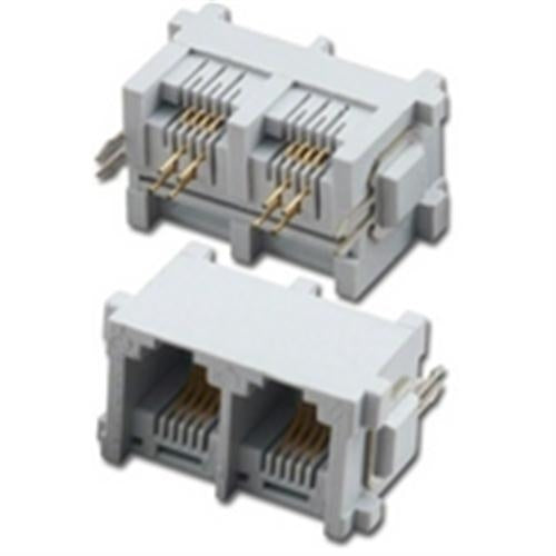 TOP ENTRY PCB GANG JACKS 2 PORTS 6P4C (PT-JGT2-6X4)