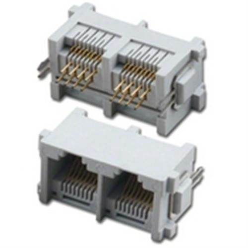 TOP ENTRY PCB GANG JACKS 2 PORTS 8P8C (PT-JGT2-8X8)