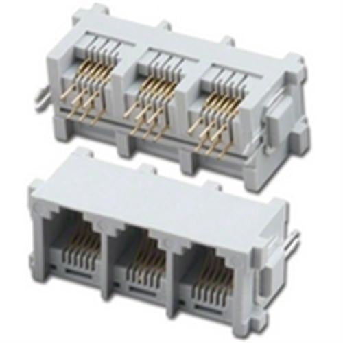 3 PORT TOP ENTRY 8P8C GANG JACK 50u" Au (PT-JGT3-588)