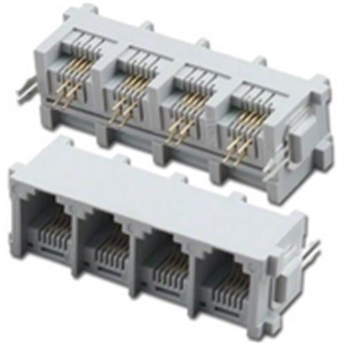 TOP ENTRY PCB GANG JACKS 4 PORTS 6P4C (PT-JGT4-6X4)