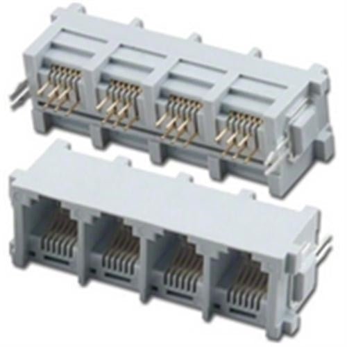 TOP ENTRY PCB GANG JACKS 4 PORTS 6P6C (PT-JGT4-6X6)