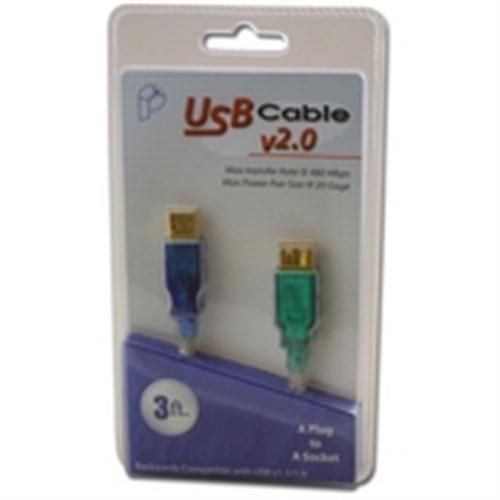 COLORED USB A M/F 3ft 20AWG POWER PAIR (S-USBAMF0-03-P)