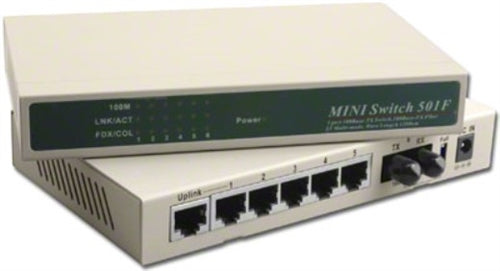 FIBER CONVERTER ST + 5 PORTS 10/100 SWITCH (SWH-110ST-5)