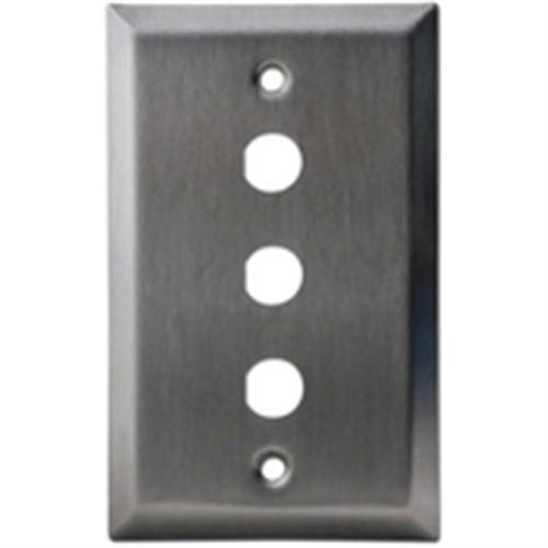 1/2" COAX TRIPLE HOLES BRUSHED S.S. WALL PLATE (WP-C-3H)